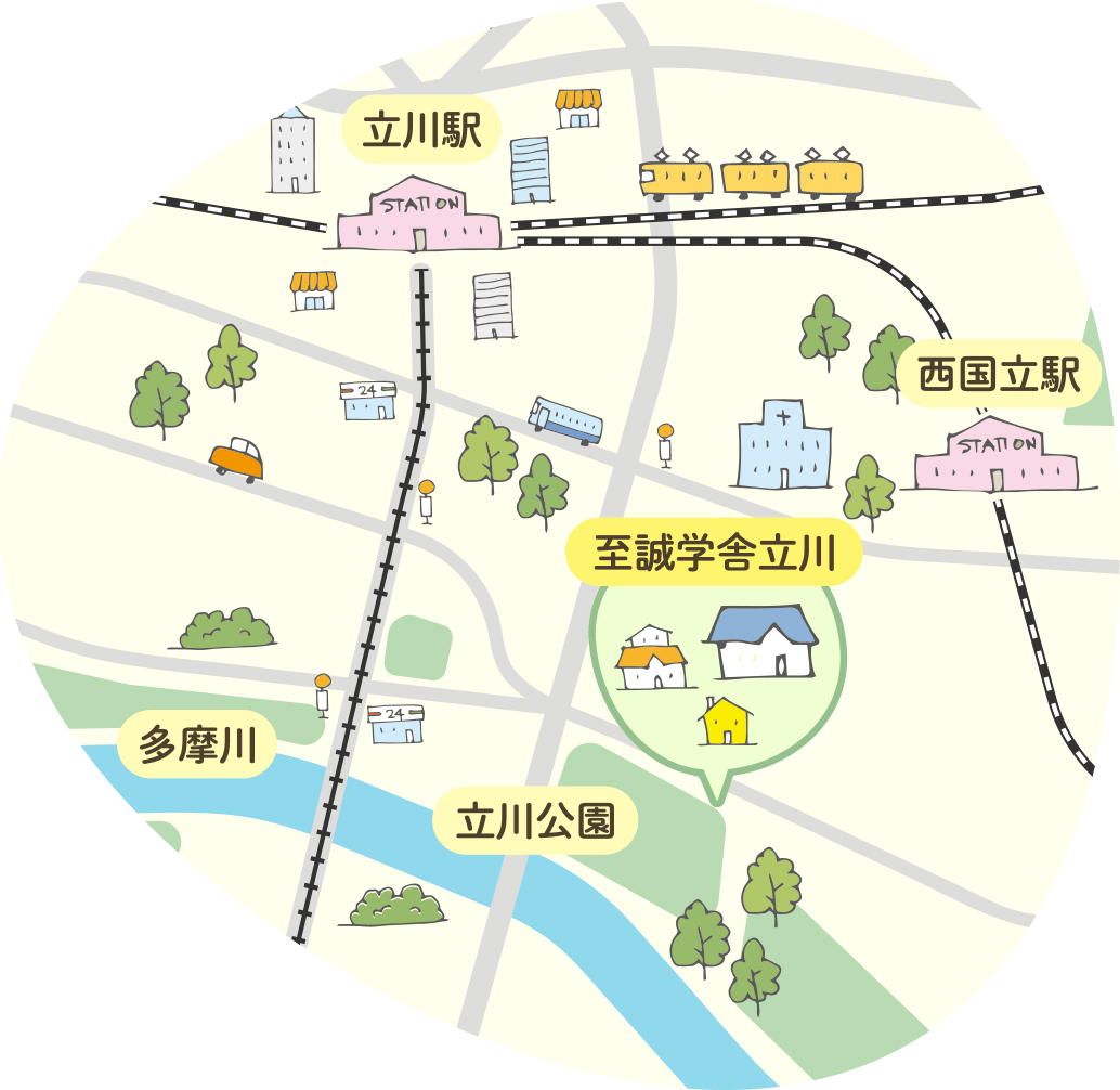 至誠学舎 立川法人本部のMAP(住所 〒190-0022 東京都立川市錦町6丁目28−15)